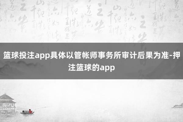 篮球投注app具体以管帐师事务所审计后果为准-押注篮球的app