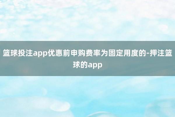 篮球投注app优惠前申购费率为固定用度的-押注篮球的app