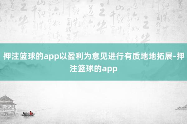 押注篮球的app以盈利为意见进行有质地地拓展-押注篮球的app