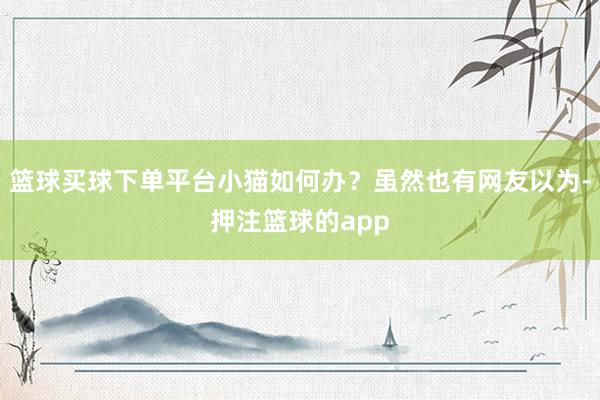篮球买球下单平台小猫如何办？虽然也有网友以为-押注篮球的app