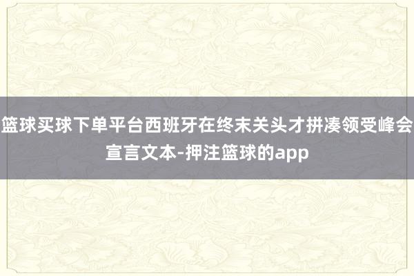 篮球买球下单平台西班牙在终末关头才拼凑领受峰会宣言文本-押注篮球的app