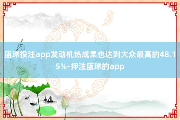 篮球投注app发动机热成果也达到大众最高的48.15%-押注篮球的app