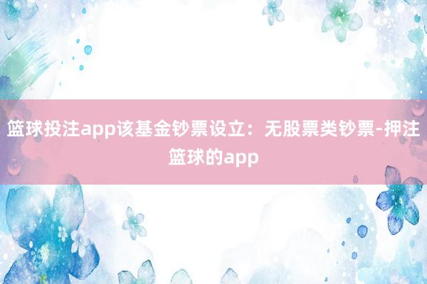 篮球投注app该基金钞票设立：无股票类钞票-押注篮球的app