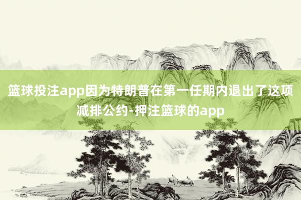篮球投注app因为特朗普在第一任期内退出了这项减排公约-押注篮球的app