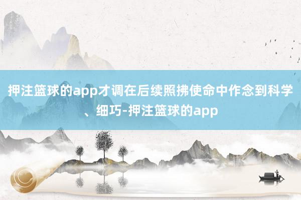 押注篮球的app才调在后续照拂使命中作念到科学、细巧-押注篮球的app
