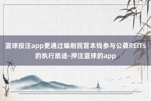 篮球投注app更通过编削民营本钱参与公募REITs的执行旅途-押注篮球的app