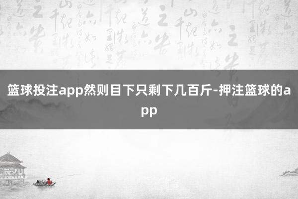 篮球投注app然则目下只剩下几百斤-押注篮球的app