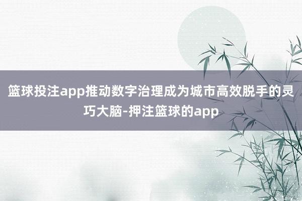 篮球投注app推动数字治理成为城市高效脱手的灵巧大脑-押注篮球的app