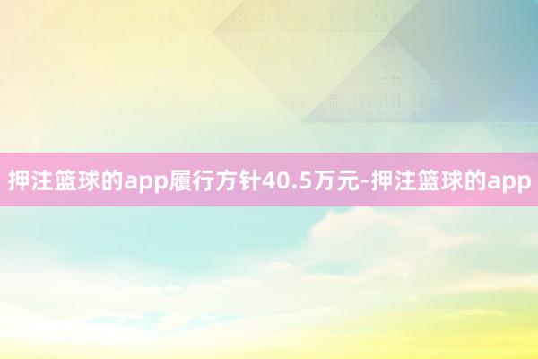 押注篮球的app履行方针40.5万元-押注篮球的app